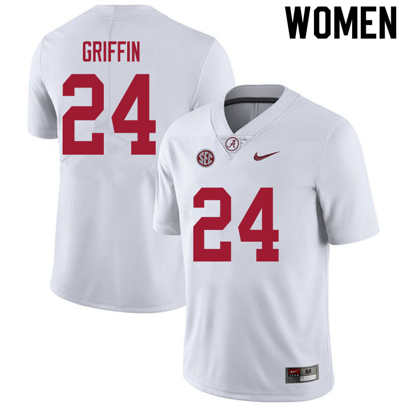 Women #24 Clark Griffin Alabama White Tide College Football Jerseys Sale-White